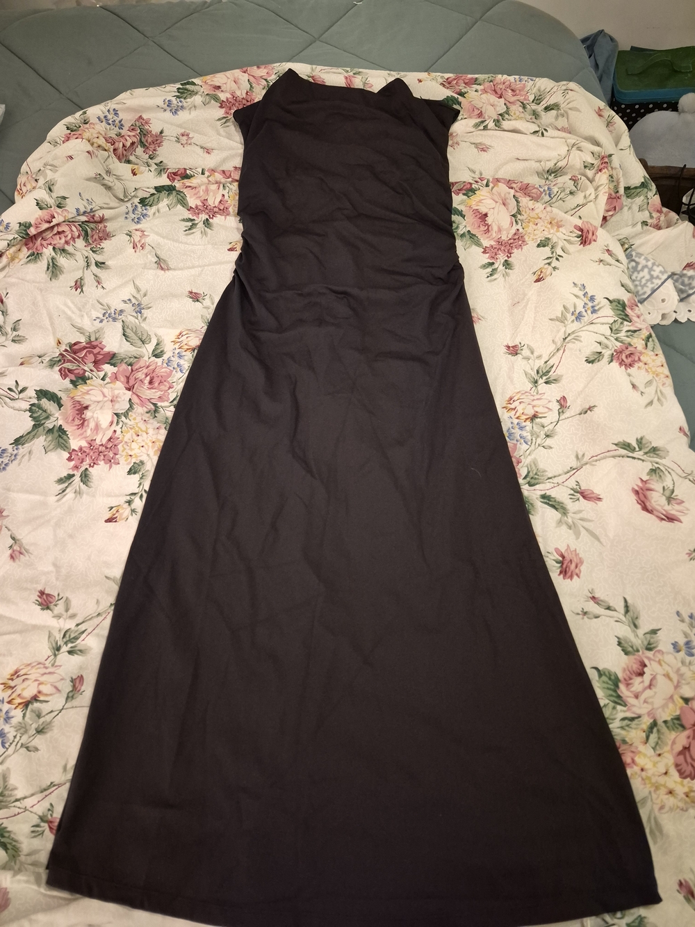 ✨️ Halara Black Ruched Maxi Dress NWT XS Quiet Luxury Flowy Elegant ✨️ - Picture 5 of 5
